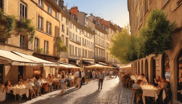 Ambiance conviviale et gastronomie sur la rue des Marronniers à Lyon